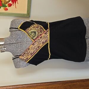 NWT Katherine Barclay Tapestry Patch Knit Black Tank Top